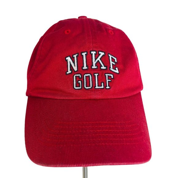 NIKE Golf Hat Red Strapback Adjustable Cotton Corduroy Embroidery - Picture 2 of 9